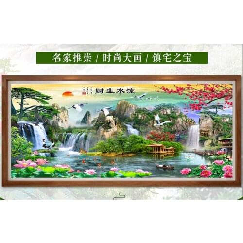 Diamond Embroidery Mosaic Painting Cross Stitch Full Round Drill Big Flowing Water Generates Fortune DIY 5D Sale Decoration Gift