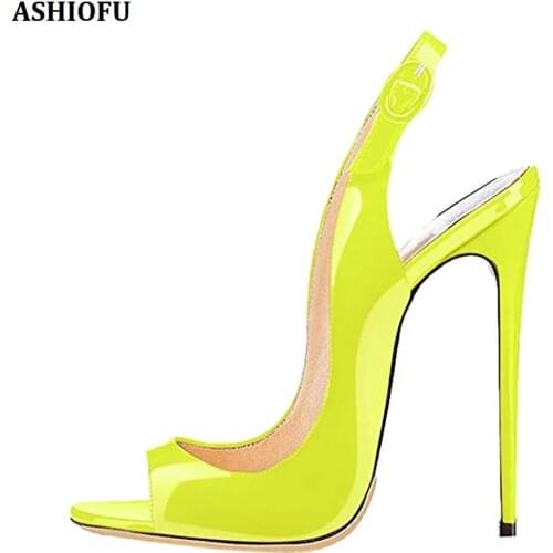 ASHIOFU Handmade New Womens High Heel Sandals Alissisima Party Prom Summer Shoes Slingback Sexy Evening Fashion Sandals Shoes