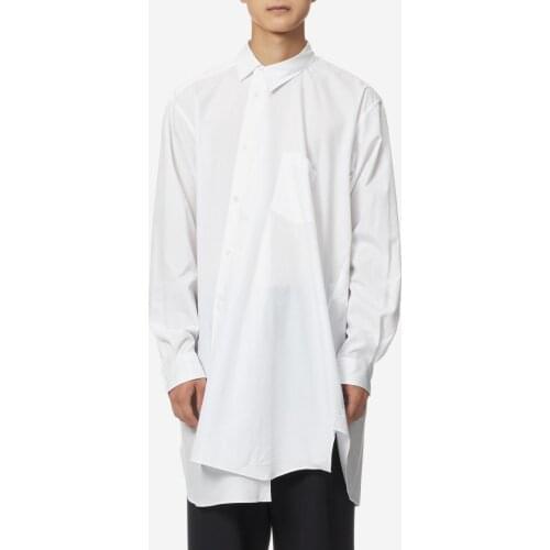 Asymmetric deconstruction white shirt Nordic original designer raw edges