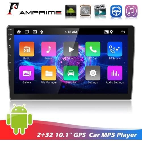 AMPrime Android 10.1'' HD 1080P 2.5D 2 Din GPS Car Stereo Radio USB WIFI Radio Receiver Support Rear Camera External Microphone