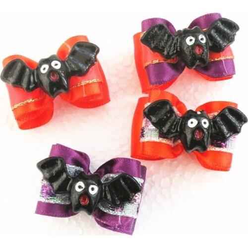 100PC/Lot Halloween Dog Grooming Bows Dog Accessories Bat Design Cat Dog Hair Bows Holiday Pet Supplies