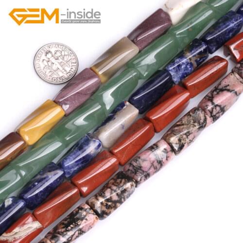 9x20mm Column Twist Assorted Material Natural Gem Stones Beads For Jewelry Making Beads DIY 15" Strand Bulk Wholesale