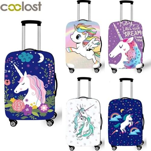 18-32 Inch Pink Suitcase Protective Covers Cartoon Unicorn Luggage Cover Elastic Travel trolley case Cover Travel Accessories
