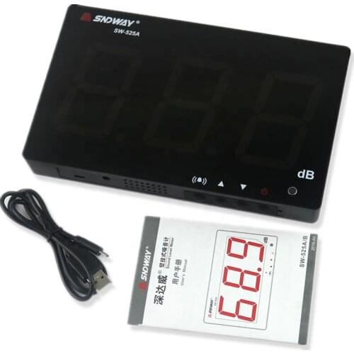 SNDWAY 30-130dB Digital Sound Level Meter Data PC via USB Wall hanging Noise Decibel Monitoring Tester Diagnostic-tools SW-526A
