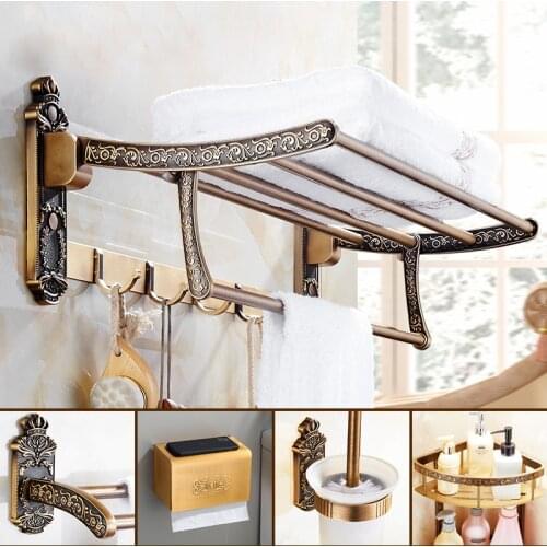 NEARCAM antique European-style space carved aluminum bath towel rack bathroom bathroom towel rack pendant spree free punch