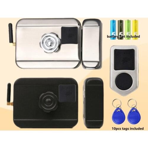 Battery power 12VDC power Wireless Remote control Electronic Rim Lock with Key Electronic lock with 2 remote controls