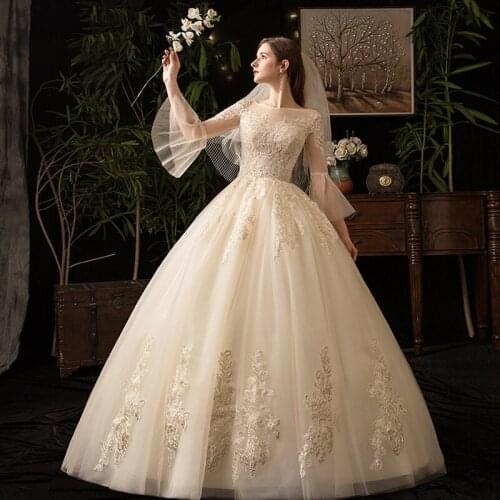 New bridal wedding dress embroidery temperament champagne wedding dress backless lace wedding dress