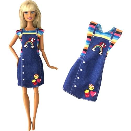 NK Doll Dress Modern Skirt Fashion Chef Clothes Cute Blue Outfit For Barbie Doll Accessories Baby Toys Girl' Gift 282B 3X