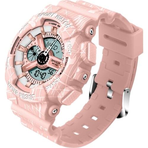 Fashion Pink Ladies Sports Watches Waterproof LED Display Quartz Wristwatch Shock Resistant Swim Clock For Girl relogio feminino
