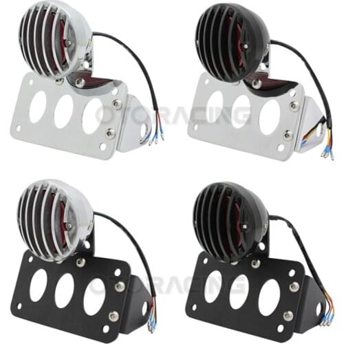 Motorcycle Side Mount Tail Light w/ License Number Plate Bracket For Harley Sportster Bobber Chopper Rear Stop Light