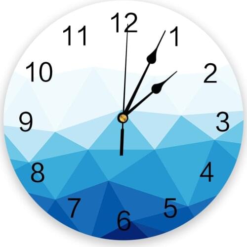 Triangle Block Blue Gradient Print Wall Clock Wall Art Silent Non ticking Round Wall Watch for Home Decortaion Best Gift