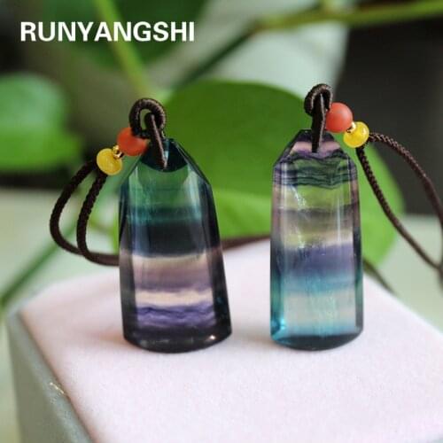 Natural crystal stone Colorful fluorite Pendant Charm Jewelry Healing Chakra Personalized Necklace Gem Quartz for gift