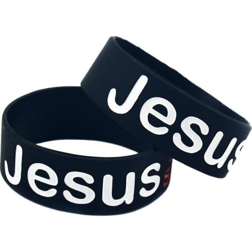OBH 1PC Jesus Is My Savior Silicone Rubber Bracelet 1 Inch Wide for Religious Faith