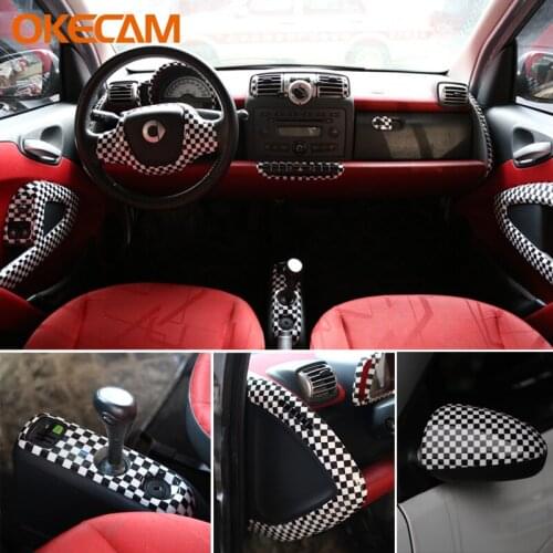 OKECAM ABS Plastic Car Interior Decoration Trim Frame Covers Stickers Accessories For Smart 451 Fortwo 2009-2014 Car Styling