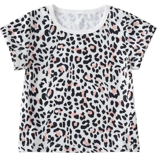 6M-4T Unisex Infant Baby Leopard T-shirts Kids Girls Boys Short Sleeve Clothes Shirt Niño Multicolor Round Neck Tees