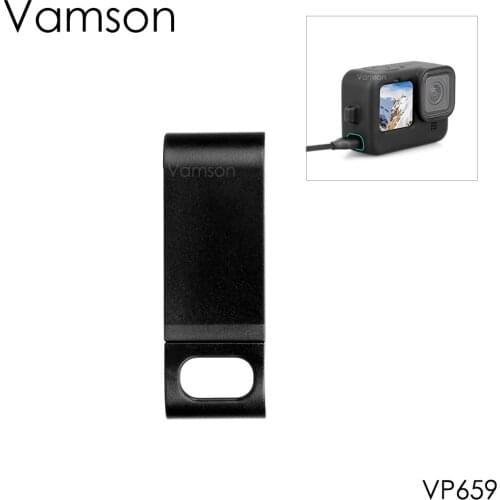 Vamson Plastic Side Cover Removable Charging with Silicone Sleeve for GoPro9 for GoPro Hero 9 Accessories Protection VP659D