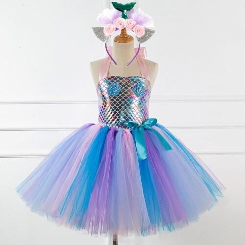 Shining Mermaid Cosplay Baby Girls Dresses 1st Birthday Party Dress for Girl Infant Toddler Girls Clothing Holiday clothes girls