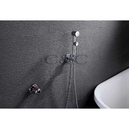 Bathroom/Toilet Portable Chrome Shattaf Bidet Sprayer Women Cleaner With Thermostatic Faucet Valve And 150 cm Hose A701D