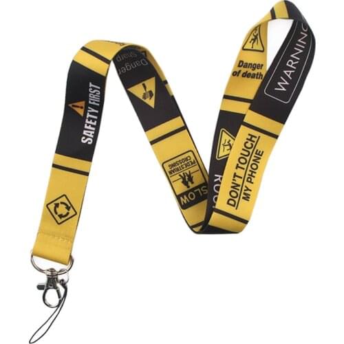 ER369 High Quality Yellow Warning Sign Painting Art Lanyard Neck Strap For Phone Key ID Card Creative Lanyard DIY Hang Rope