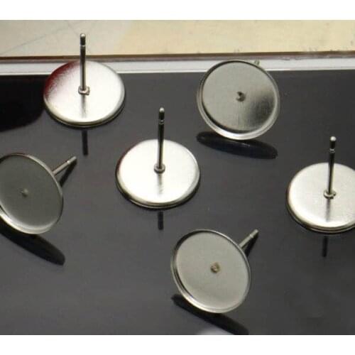 Stainless Steel Stud Earrings Post Base Settings with Inner 8mm 10mm 12mm Round Bezel Cameo Cabochon Earrings DIY Findings