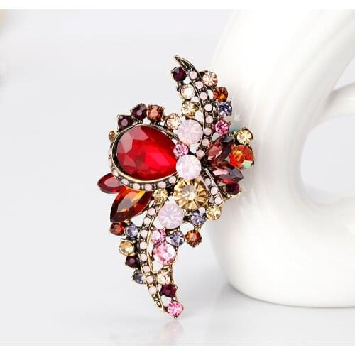 Rhinestone Crystal Brooch Pins for Girls Women Floral Fashion Brooches Alloy Flower Party Anniversary Jewelry Gifts