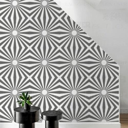 40cm 60cm Stencil For Walls Large Stencils Decor Paint Big Mandala Template Reusable Niche Wall The Sun Ray Geometry Stripe S031