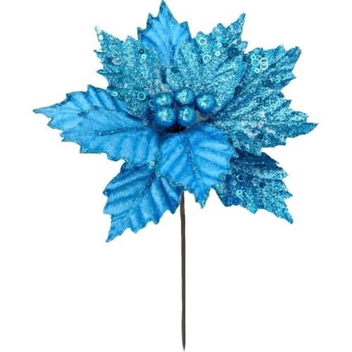 Christmas Tree Ornaments Artificial Cloth Flower Simple Glitter Hanging Christmas Cuttings Pendant Decoration Xmas Supplies