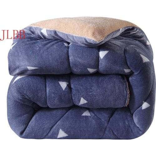Thicken Winter Comforter Imitate lambs wool Warm bed duvet camoFleece quilt AB side camel patchwork quilts home textile flannel