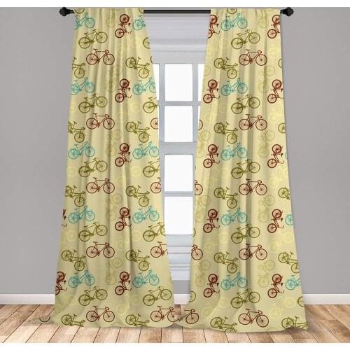 Bicycle Curtains Retro Style Colorful Bicycle Pattern with Many Different Designs Summer Window Drapes for Living Room Bedroom