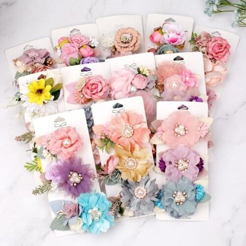 3pcs New beautiful Simulation Flower Princess Hair Accessories Girl Cute Little Fresh Hairpin Womens Headdress gift