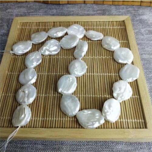 18-22mm Natural fresh water baroque nuclear wrinkled Coin Pearl bead jewelry Beads long14inch