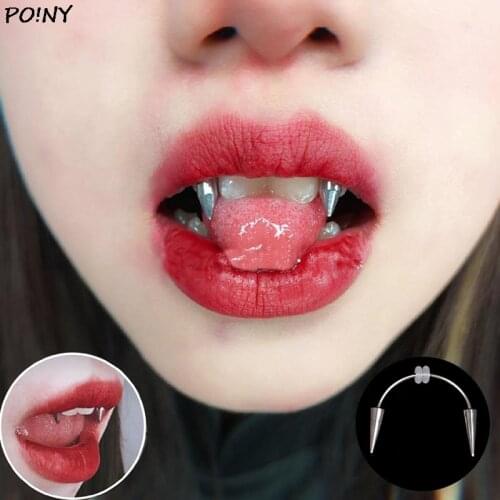 1PC Dracula Nail Surgical Steel Smiley Piercing Jewelry Septum Piercing Body Decorations Vampire Fangs Zombie Teeth