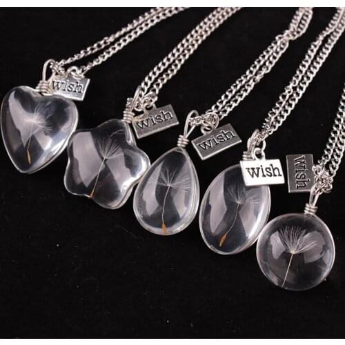 1PCS Dandelion Pendant Necklace Crystal Chain Necklace Dandelion Handmade Retro Necklace for Women Girls Jewellery