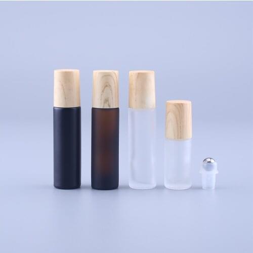 10pcs 10cc Amber Frosted Glass Roller Bottle Empty Perfume Essential Oil Test Bottle 10ml Roll-On Thick Glass Vial