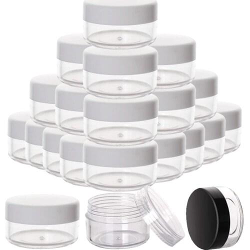 100Pcs 2g 3g 5g 10g 15g 20g Portable Plastic Cosmetic Empty Jars Clear Bottles Eyeshadow Makeup Cream Lip Balm Container Pots