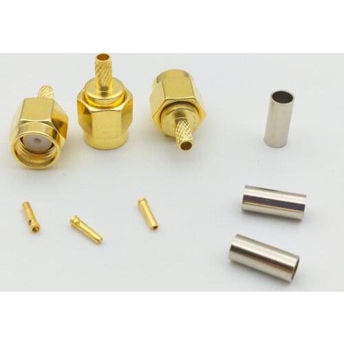 1000PCS lot RP-SMA plug male(female pin) straight connector crimp RG316 LMR100 RG174 cable New