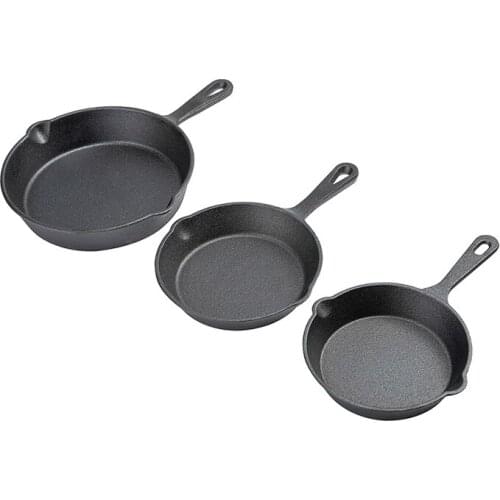 WHISM 14/16/20cm Cast Iron Frying Pan Non-stick Egg Pancake Cooking Pot Wok for Gas and Induction Cooker Kitchen Tool