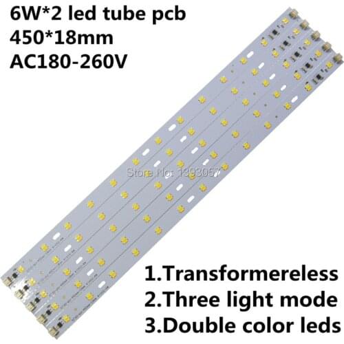 20pcs AC220v 6w x2 Double Color Three Light Mode SMD 5730 LED Light Bar PCB integrated IC driver For LED Tubes