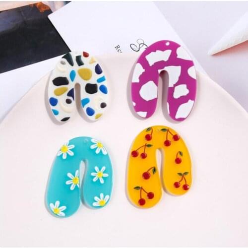 4pcs Earring Accessories Candy color Big U Shape Acrylic Charms