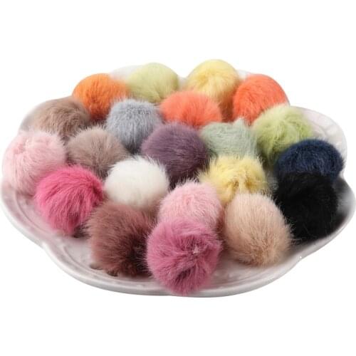 50Pcs 2.5cm Imitation Mink Hair Plush Balls DIY Craft Supplies Earrings Pendant Embellishments Hair Accessories Pompoms Material