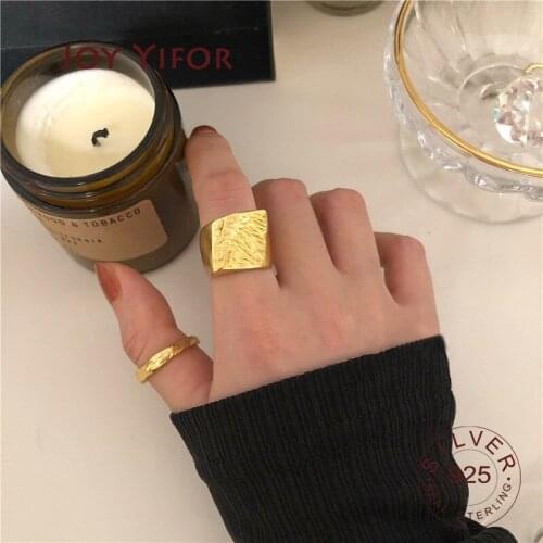 925 Sterling Silver Rings for Women gold color Geometric 925 sterling Silver Wedding Fine Jewelry Minimalist Gift
