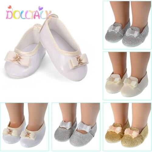 Fashion 5 Styles Bowknot Doll Shoes For 18 inch American Dolls Pu Exquisite Frosted Shoes Fit Bebe Reborn Toys For Girls