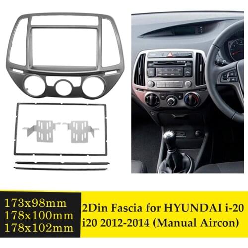 2Din Car Fascia Radio Panel for HYUNDAI i-20 i20 2012+(Manual Aircon) DVD Dash Fitting Kit Facia Plate Adapter Cover Bezel Frame