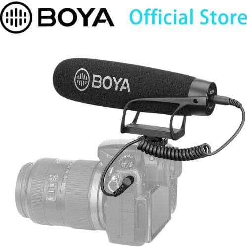 BOYA BY-BM2021 Super-Cardioid Shotgun Microphone with TRRS & TRS Connectors for IOS Andrioid Smartphone DSLR Camera Camcorder PC