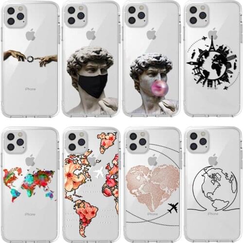 World Map Travel Phone Case For iPhone 12 11 Pro XS MAX 7 XR X 8 6 Plus Soft Clear Cover Fundas