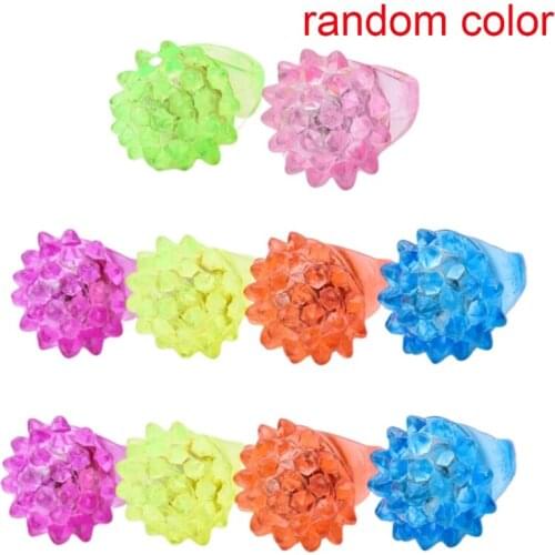 50pcs/lot Kids Cartoon LED Flashing Light Up Glow Jelly Finger Rings Electronic Christmas Halloween Fun Toys Gifts for Children