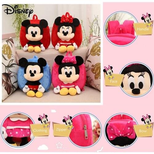 Disney Mickey Mouse Minnie Childrens Schoolbag Boy Girl Cartoon Plush Backpack Kindergarten Student Anime kids Backpack Gift