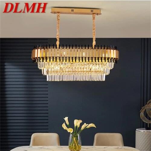 DLMH Postmodern Chandelier Rectangle Fixtures Crystal Pendant Lamp Luxury Light LED Decorative for Home