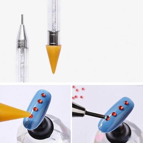 Dual-ended Nail Dotting Pen Crystal Beads Handle Rhinestone Studs Picker Wax Pencil Manicure Nail Art Tool