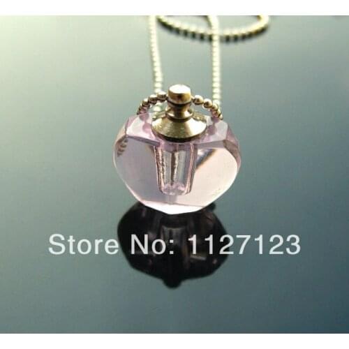 25pcs/lot pink apple Rice vials pendants rice vial pendant perfume empty glass bottle glass spray perfume bottle
